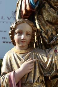 St. Joseph Statue style Gothic en wood polychrome, Belgium  19th century