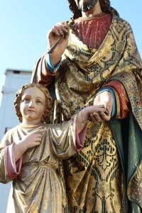 St. Joseph Statue style Gothic en wood polychrome, Belgium  19th century