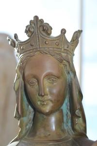 St. Mary Statue style gothic en bronze, France 19th century