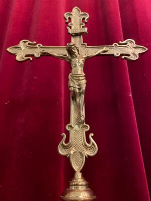 Altar - Cross style Gothic - style en Brass / Bronze , Belgium  19 th century ( Anno 1890 )