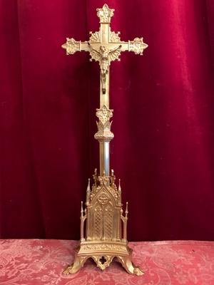 Altar - Cross style Gothic - style en Full Bronze / Polished and Varnished, France 19th century ( anno 1890 )