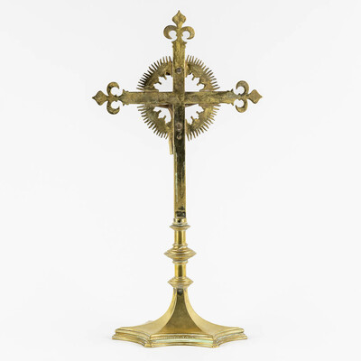 Altar - Cross style Gothic - Style en Bronze Gilt, Belgium  19 th century