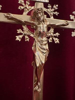 Altar - Cross style Gothic - Style en Bronze / Polished and Varnished / Stones, Belgium  19 th century ( Anno 1875 )