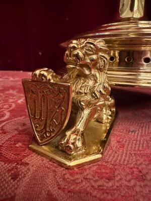 Altar - Cross style Gothic - Style en Bronze / Polished and Varnished / Stones, Belgium  19 th century ( Anno 1875 )