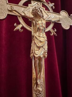 Altar - Cross style Gothic - Style en Bronze / Polished and Varnished, Belgium  19 th century ( Anno 1890 )