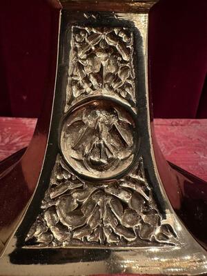 Altar - Cross style Gothic - Style en Bronze / Polished and Varnished, Belgium  19 th century ( Anno 1890 )