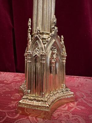 Altar - Cross style Gothic - Style en Bronze / Polished and Varnished, Belgium  19 th century ( Anno 1885 )