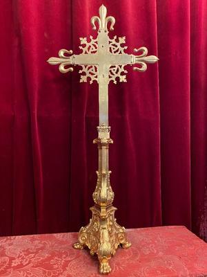 Altar - Cross style Gothic - Style en Bronze Gilt, Belgium 19th century ( anno 1890 )