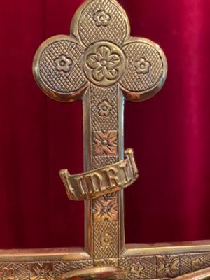Altar - Cross style Gothic - style en Bronze Gilt, Belgium 19 th century ( Anno 1875 )