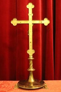 Altar Cross style Gothic - style en Full - Bronze - Gilt, Belgium 19th century
