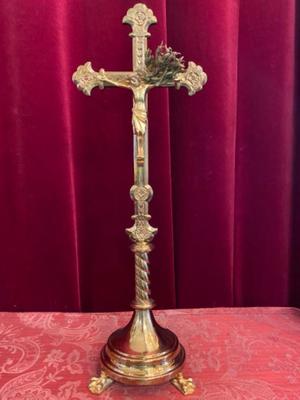 Altar - Cross style Gothic - style en Brass / Bronze / Gilt, Belgium  19 th century ( Anno 1875 )