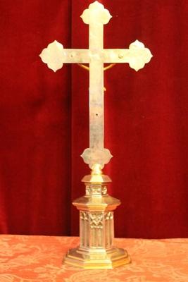 Altar - Cross style Gothic - style en Brass / Bronze / Silvered - Plated, Southern Germany 19th century