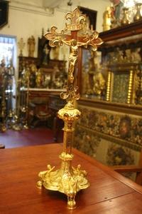 Altar - Cross style Gothic - style en Brass / Bronze, France 19th century