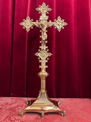 Altar - Cross By : J. Van Roosmalen, Utrecht Netherlands style Gothic - Style en Bronze / Polished and Varnished, Utrecht Neterlands 19 th century ( Anno 1887 )