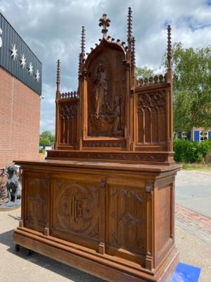 Altar Margareta Maria Alacoque  style Gothic - Style en Oak wood, Belgium 19 th century ( Anno 1865 )