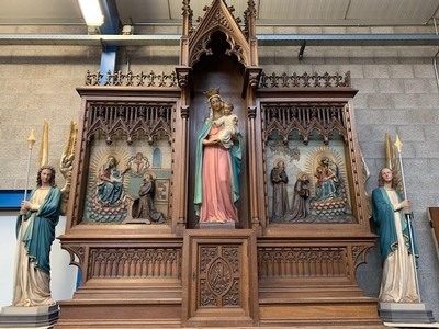 Altar Solid Oak Dimensions Without Steps.  style Gothic - style en Oak wood, Belgium 19th century