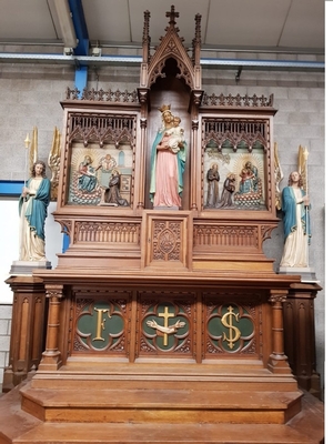 Altar Solid Oak Dimensions Without Steps.  style Gothic - style en Oak wood, Belgium 19th century