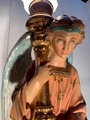 Angel style Gothic - style en plaster polychrome, France 19th century