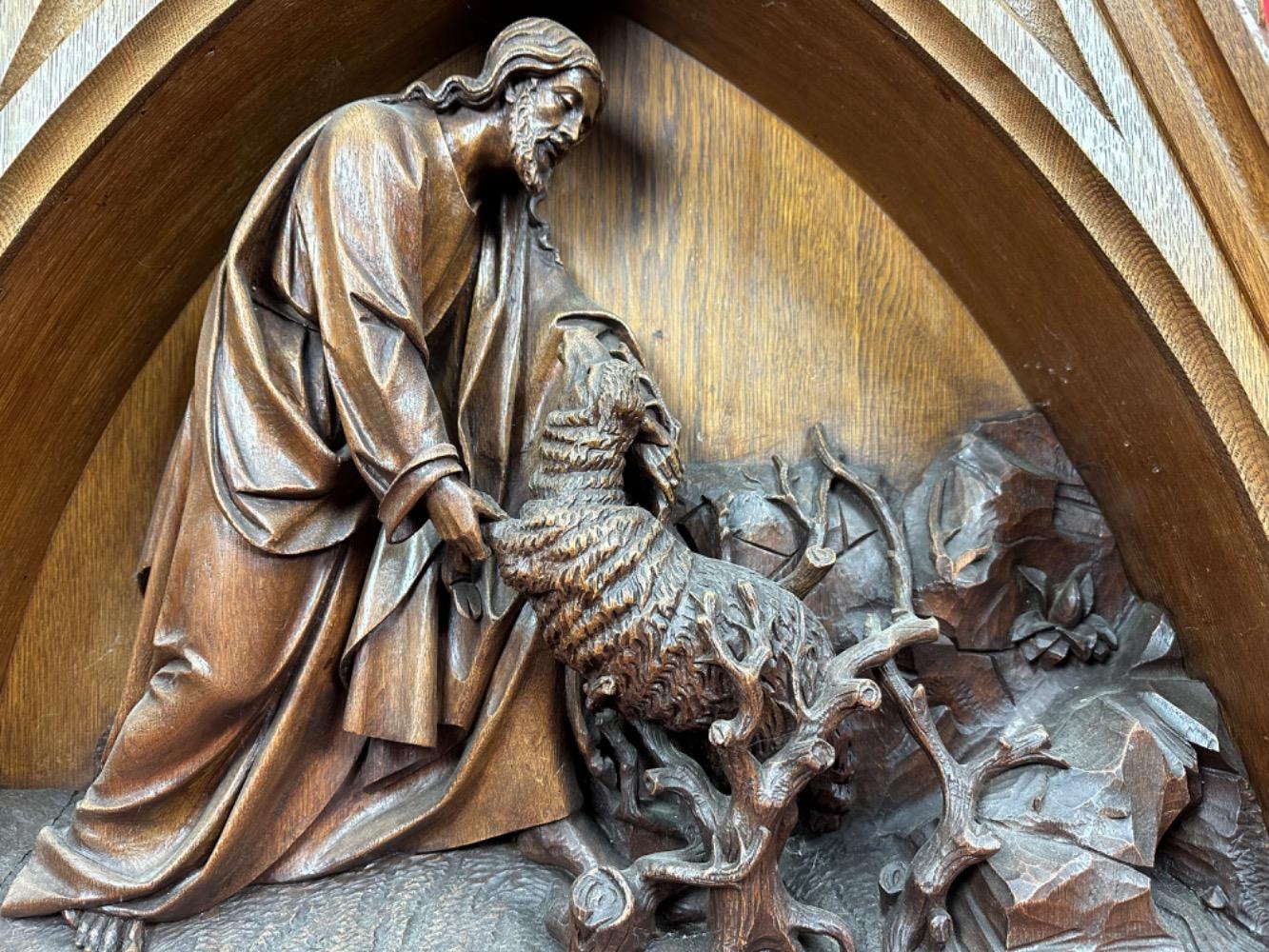 1 Gothic - Style Architectural Ornament Depicting Jesus And The Sheep