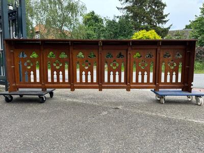 Architectural Ornament / Front Piece Communion Rail style Gothic - Style en Oak wood, Belgium  19 th century ( Anno 1885 )