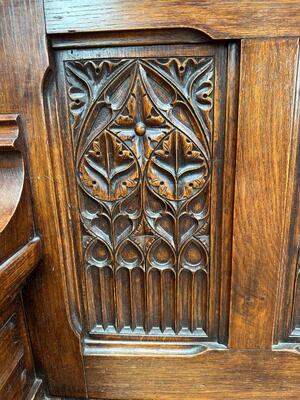 Bench style Gothic - Style en Oak wood, Belgium  19 th century