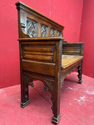 Bench style Gothic - Style en Oak wood, Belgium  19 th century