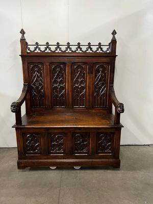 Bench  style Gothic - style France 19 th century