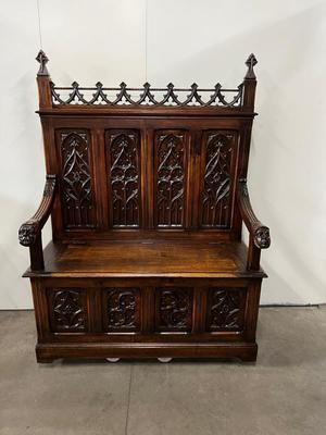 Bench  style Gothic - style France 19 th century
