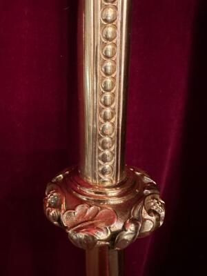 Bishop - Staff  style Gothic - Style en Brass / Bronze / Polished and Varnished, Belgium  19 th century ( Anno 1865 )