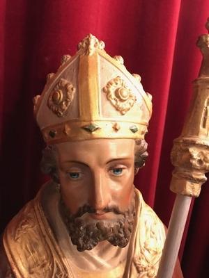 Bishop Statue  style Gothic - style en plaster polychrome, France 19th century ( anno 1875 )
