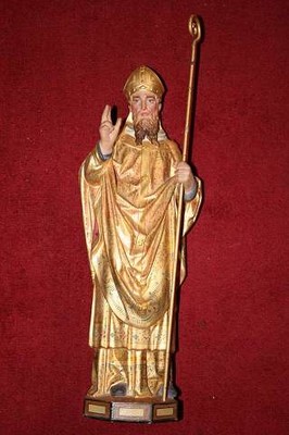 Bishop Statue  style Gothic - style en Terra-Cotta polychrome, France 19th century ( anno 1870 )