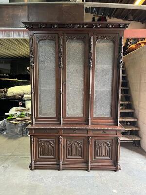 Cabinet  style Gothic - Style en Wood / Glass, France 19 th century