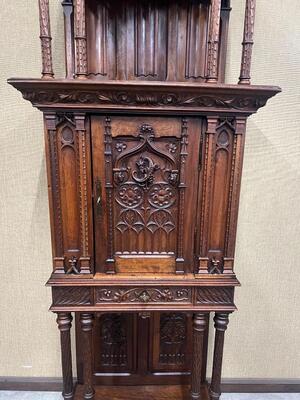 Cabinet  style Gothic - Style en Walnut wood , France 19 th century