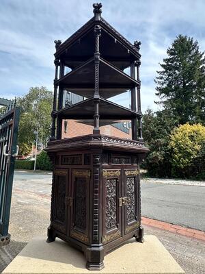 Cabinet style Gothic - Style en Wood / Glass / Brass / Bronze, France 19 th century