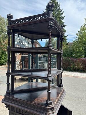 Cabinet style Gothic - Style en Wood / Glass / Brass / Bronze, France 19 th century