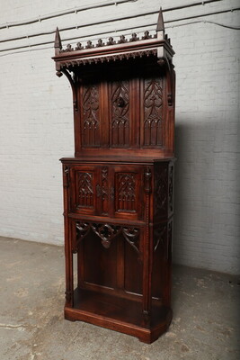 Cabinet  style Gothic - style en Walnut wood , France 19 th century