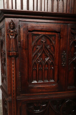 Cabinet  style Gothic - style en Walnut wood , France 19 th century