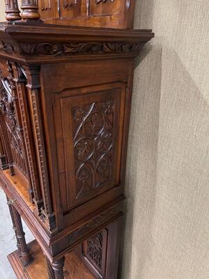 Cabinet Expected ! style Gothic - Style en Walnut wood , France 19 th century