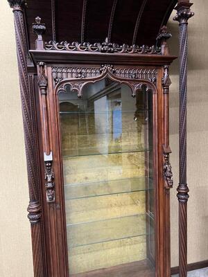 Cabinet Signed : V. Aimone. style Gothic - Style en Walnut wood , France 19 th century