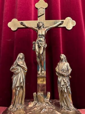 Calvary Scene Corpus Christi St. Mary & St. John  style Gothic - Style en Bronze Gilt / Marble, Belgium  20 th century ( Anno 1912 )