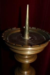 Candle Stick. Measures Without Pin. style Gothic - style en Solid Bronze , Dutch 19th century