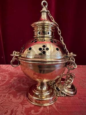 Censer  style Gothic - Style en Brass / Polished and Varnished, Belgium  19 th century ( Anno 1885 )
