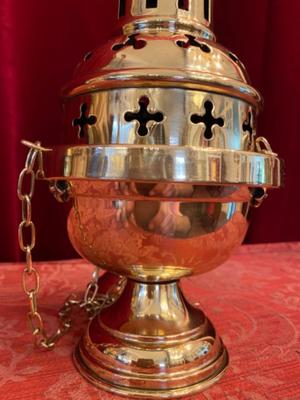 Censer style Gothic - style en Brass / Bronze / Polished and Varnished, Belgium  19 th century