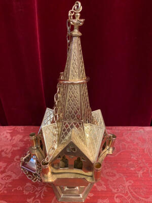 Censer  style Gothic - style en Brass / Bronze / Polished and Varnished, Belgium  19 th century ( Anno 1875 )