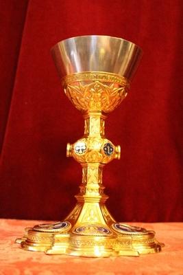 Chalice style Gothic - style en full silver / Polished / Varnished / Enamell, Dutch 19th century ( anno 1875 )