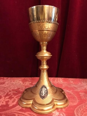 Chalice style Gothic style en Brass - Gilt - Silver Applications and Cuppa, France 19th century