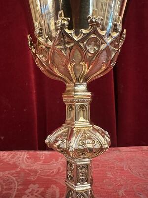 Chalice style Gothic - Style en Full - Silver Polished Varnished , France 19 th century ( Anno 1885 )