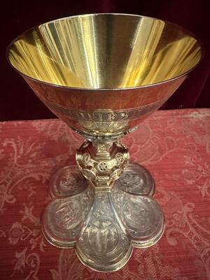 Chalice style Gothic - Style en Full - Silver, Belgium  19 th century ( Anno 1875 )