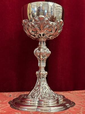 Chalice style Gothic - Style en Full - Silver ( 800 ) / Silver Marks Present / Polished & Varnished., Belgium  19 th century ( 1882 )