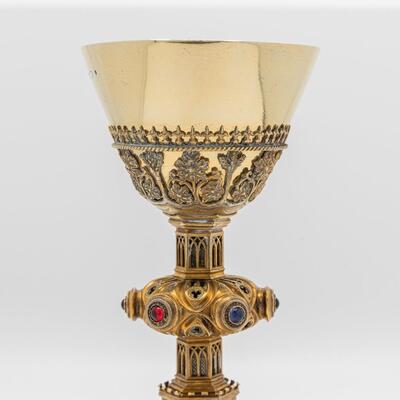 Chalice style Gothic - Style en Silver Cuppa / Brass / Stones, 19 th century